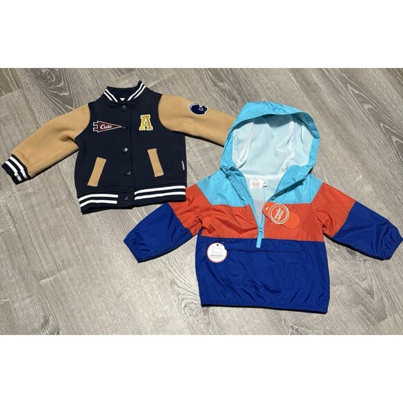 Boy Jacket Bundle Badgley Mischka Varsity 9–12M & Wonder Nation Packable 12M NWT - Picture 1 of 4
